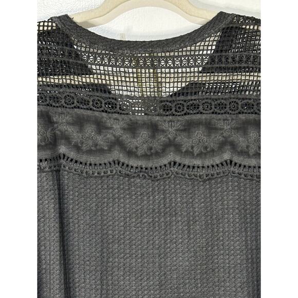 Aratta Silent Journey Boho Lace Thermal Long Sleeve Gray Top Size Small NWT - Picture 10 of 14